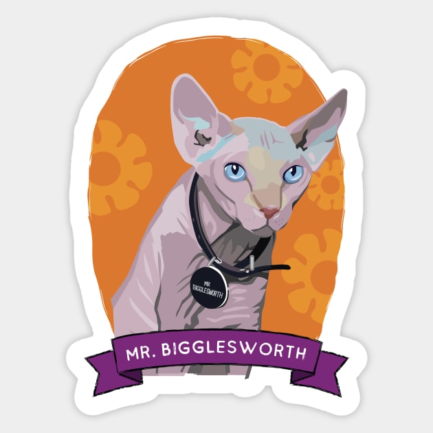 Mr. Bigglesworth Sticker by chrisayerscreative